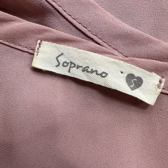 NORDSTROM Soprano Blush Pink Silky Short Sleeve Blouse Top Size Small Round Neck - Picture 6 of 6